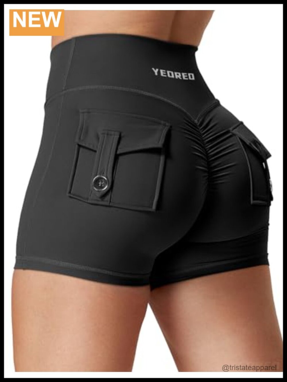 Women's High Rise Workout Shorts with Pockets & Scrunch Back